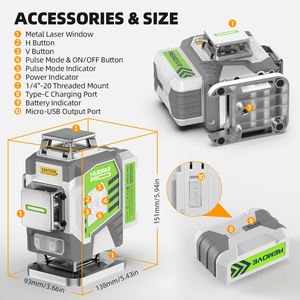Nivel Láser <span class=keywords><strong>Huepar</strong></span> Pro ZK04CG de 16 Líneas Verdes <span class=keywords><strong>4D</strong></span> Autonivelante Horizontal, Herramienta Inteligente de Precisión - Product Image 3