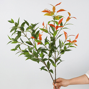 Décorations de Plantes Artificielles Feuille de Peuplier Rouge à Branche Unique, Vente en Gros de Verdure Artificielle pour la Décoration Intérieure - Product Image 2