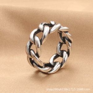 yunnique Men's <b>Titanium</b> Steel Chain <b>Ring</b> Retro Silver Color Punk Style Jewelry Gift - Product Image 4