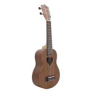 Ukulele em forma de coração de 21 polegadas, 4 cordas feitas de fibra de carbono do havaí, feito de material de madeira