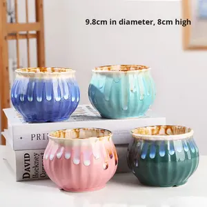 Pots de fleurs succulents en céramique émaillée au four créatifs simples Ensemble de petits pots de taille moyenne Finition émaillée Fabricant en <span class=keywords><strong>gros</strong></span> - Product Image 6