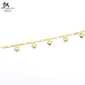 S0231 सरल डिजाइन उच्च गुणवत्ता गोल्डन दिल कंगन पायल - Product Image 4