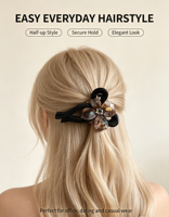 Pince à cheveux rétro marron scintillante à motif floral, barrette à cheveux décorée de cristaux étincelants, accessoires de coiffure en acrylique tendance pour femmes