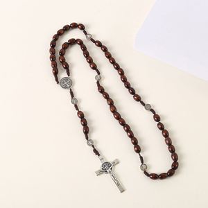 Perles de chapelet catholiques personnalisées, perles en bois 8*10mm, croix, Jésus, Saint, collier, bijoux, chapelets chrétiens, fournitures pour la fabrication de cadeaux - Product Image 6