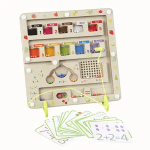 어린이 교육 컨트롤 펜 디지털 분류 2 인용 게임 수학 교구 색상 자기 미로 보드 나무 장난감