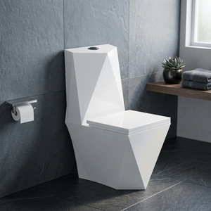 Armoire d'eau élégante en céramique monobloc-Toilette en forme de diamant avec vasque sanitaire combinée - Product Image 1