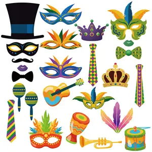 25 pcs/set Mardi Gras Party Enfants Photo Props Pour Mascarade Carnaval Décorations De Fête