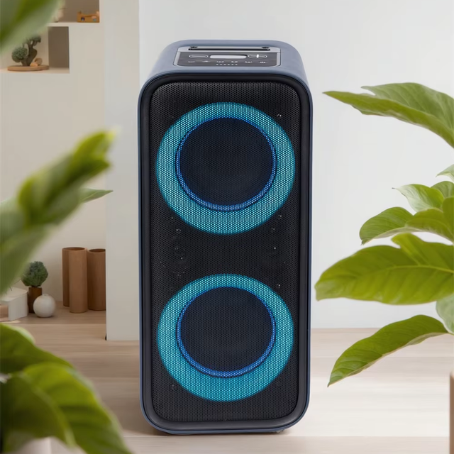 2026 Popular Double 6.5 Inch Party Box Speaker 14.8v 4500mah Lithium Battery RMS Power 80W Stereo Sound ABS case +eco Leather