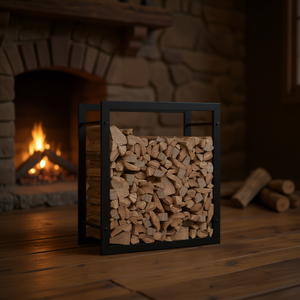 Support à bois en acier 19,7x11x22 pouces, design industriel autoportant pour pièces de cheminée - Product Image 2