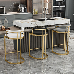 Taburetes de Bar de Respaldo Alto Luxury-Lite con <span class=keywords><strong>Diseño</strong></span> Moderno <span class=keywords><strong>Minimalista</strong></span> en Piel para Barra de Casa, Comedor Interior/Exterior, Hotel/Sala de Estar - Product Image 6