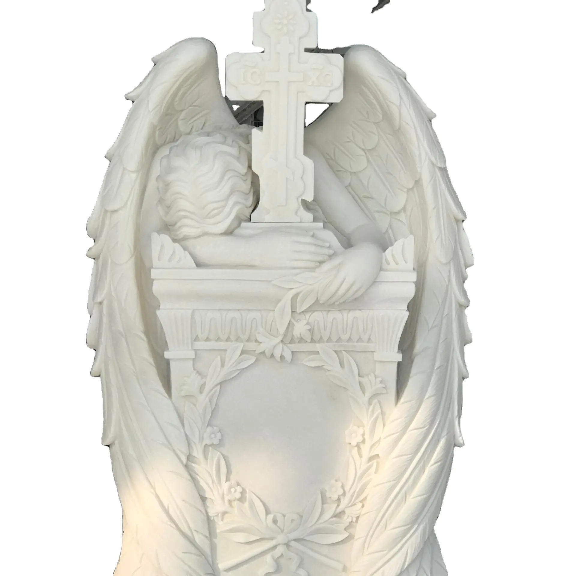 JK New design chinese marble tombstone modern design white marble cross tombstone with factory price