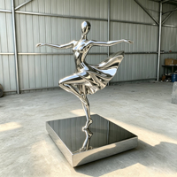 Sculpture humaine abstraite grandeur nature en acier inoxydable poli miroir, statue métallique de luxe pour décoration intérieure commerciale, taille personnalisée