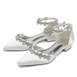 Ladies' <b>Flat</b> <b>Pointed</b> <b>Toe</b> diamond Chain Wristband Wedding Shoes, Bride Shoes, Bridesmaid Shoes, Party Shoes - Product Image 3