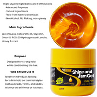 Gel Coiffant Hydratant Professionnel 8oz Brillance et Fixation Puissante Gel Cire Coiffante Tresses et Bordures