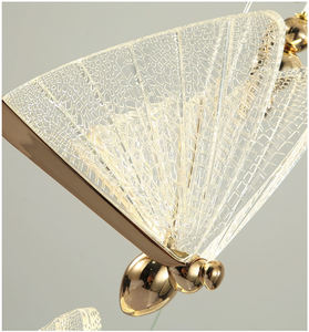 Long <b>Chandeliers</b> Glass Gold Butterfly <b>Crystal</b> Villa Hanging Nordic Pendant Light for Staircases - Product Image 4