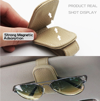 Clip magnétique personnalisé en cuir véritable pour lunettes, support de lunettes de voiture, clip pour billets et cartes, gadgets de voiture, clip pour lunettes de soleil pour pare-soleil