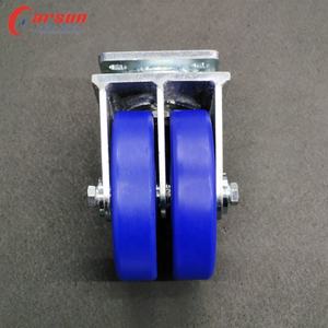 Super Heavy Duty <span class=keywords><strong>Blue</strong></span> Industrie rollen 1500KG Lade kapazität Doppel <span class=keywords><strong>200mm</strong></span> 150mm Nylon Gussstahl drehbar OEM anpassbar - Product Image 2