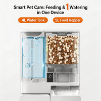 Grands réservoirs de 4L et 5L, caméra, alimentation programmée pour chats et chiens, distributeur automatique de nourriture et d'eau 2-en-1 contrôlé par application WiFi