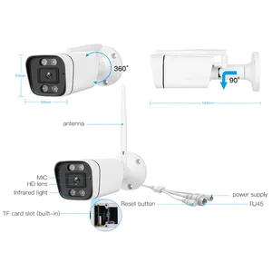 חם אור צבע וידאו ראיית לילה Built-in 3MP CCTV IP BULLET מצלמה עמיד למים Wifi מצלמה