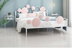 Cadre de lit en fer doré de Style <span class=keywords><strong>nordique</strong></span> 1.5m lit double simple cadre en métal Durable Design moderne Simple Internet célébrité taille de reine - Product Image 5