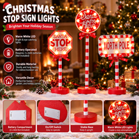 Panneau lumineux en bois « Santa Stop Here » pour Noël, fonctionnant à piles, lampe de table LED Pôle Nord, décoration de Noël pour la maison et le bureau