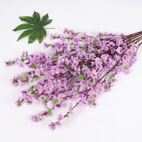 Grosir Pabrik Bunga Plum Sutra Buatan 120cm untuk Pernikahan, Paskah, Dekorasi Rumah, 3 Cabang Kecil, Bunga Persik, Bunga Sakura