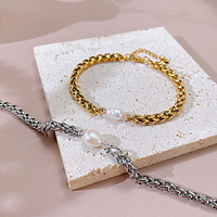 Bracelet tendance en perles d'eau douce naturelles, chaîne en acier inoxydable, fait à la main, bijoux de haute qualité