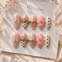 Faux ongles à presser en PMMA faits main, doublement embossés, style luxe léger, forme bec de canard évasée à la française, couvrance totale, réutilisables, 10 pièces