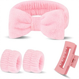 Juego de 5 Diademas y Pulseras para Spa con Pinzas para el Cabello - Diademas y Pulseras para Lavar la Cara y Cuidado de la Piel - Product Image 1