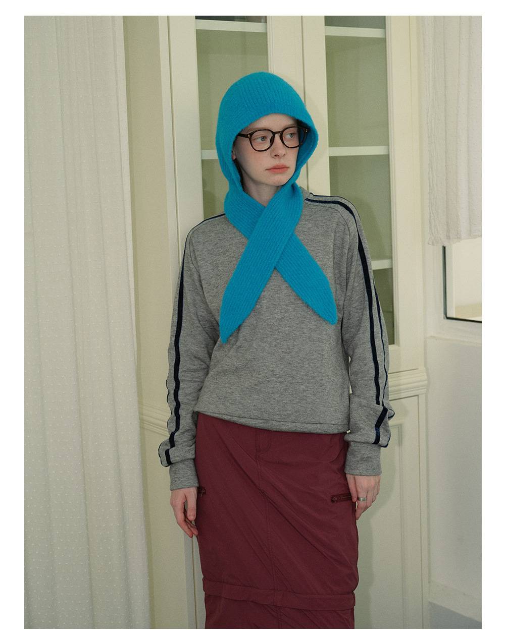 Women's Y2K Style New Daily Use Wool Balaclava Hats with Cashmere Scarf Ear Flap Knitted in Premium Fabric