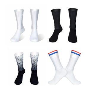 Outdoor Sports <b>Socks</b> Mid-Calf Sweat-Wicking Breathable Bike Cycling <b>Socks</b> <b>Black</b> White Spots Pattern Functional Fabric - Product Image 1