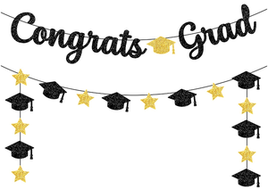 ป้ายกระดาษประดับตกแต่งงานรับปริญญา แบบกำหนดเอง สีทองดำ กลิตเตอร์ คำว่า ยิ่งใหญ่จริงๆ คุณทำได้แล้ว แสดงความยินดี ป้ายกระดาษรูปนิ้วโป้ง สำหรับงานเลี้ยงรับปริญญา - Product Image 2