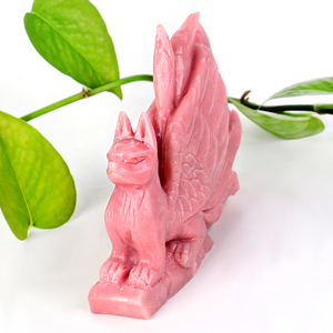 ขายส่งงานแกะสลักรูปสัตว์จากหินเรกิ คริสตัลสีชมพู จิ้งจอกเก้าหาง - Product Image 2