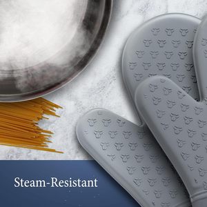500 Degree Heat-Resistant Oven Mitts Extra Long Non-Slip Silicone Surface for <b>Cooking</b>/Baking/BBQ Kitchen <b>Pot</b> Holders - Product Image 2