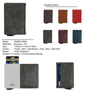 Monedero Corto de Nailon con Bloqueo RFID, Delgado, Minimalista, de Cuero PU, Unisex, con Bolsillo para Monedas, Estuche Metálico Abierto Antirrobo para Tarjetas de Crédito y Bancarias - Product Image 3