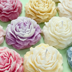 Bougie en forme de pivoine blanche, artisanale, décorative, parfumée, aromathérapie, mini fleur parfumée, cire de soja, bougie en forme de fleur de pivoine 3D - Product Image 2