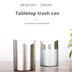 Poubelle de bureau moderne, mini, ronde, en acier inoxydable, écologique, pour la maison, le bureau, la <span class=keywords><strong>cuisine</strong></span>, <span class=keywords><strong>recrutement</strong></span> d'agents - Product Image 4