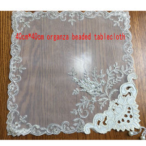 Di natale bianco in rilievo pesante del merletto del ricamo runner e tovagliette - Product Image 6