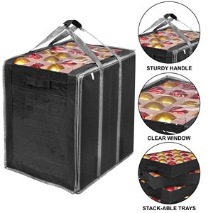Boîtes de rangement d'ornements de noël avec séparateurs 5 plateaux séparés support d'ornements conserve 100 ornements de vacances sac de transport Durable - Product Image 4