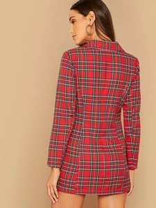 <span class=keywords><strong>Blazer</strong></span> Tartán de doble botonadura de manga larga con cuello entallado de nuevo diseño para <span class=keywords><strong>mujer</strong></span> - Product Image 6