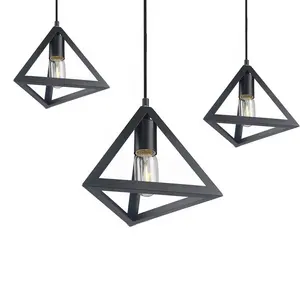 Lampe suspendue noire en forme de <span class=keywords><strong>cage</strong></span> métallique, design créatif moderne, luminaire décoratif d'intérieur, idéal pour une salle à manger ou une boutique - Product Image 1