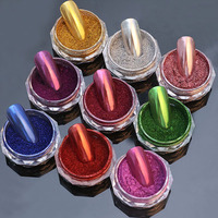 Poudre à ongles miroir 4 couleurs/ensemble, paillettes métalliques chromées, poudre à ongles Y2K, paillettes à frotter, pigment en poudre, accessoires de manucure