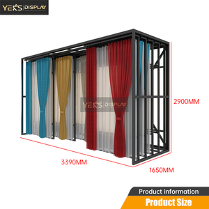 Yeks Tùy Chỉnh Hiện Đại Kim Loại Nhúng Treo Hình Nền Rèm Hiển Thị Đứng Kệ Cho Showroom Phòng Triển Lãm Giải Pháp - Product Image 2