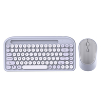 Keyboard Mouse Combo Nirkabel Dual Mode 2.4G BT LED Backlit USB 1200 DPI Ergonomis Plastik ABS Mini Portabel Ultra Tipis Campuran