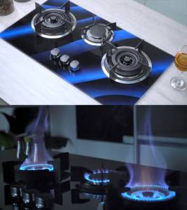 Cuisinière à gaz encastrable 3 feux Ridax de qualité professionnelle avec grilles en fonte robuste - Product Image 4