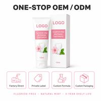Dentifrice blanchissant naturel à l'huile de coco OEM ODM, saveur, taille, logo et emballage personnalisés, prix d'usine, marque privée