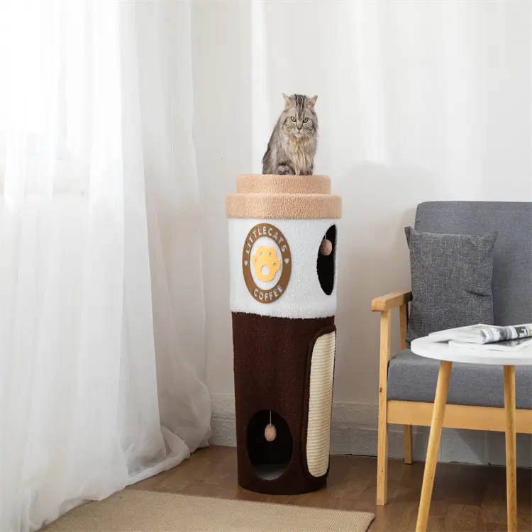 2023 High Quality China Manufacture Fashion Luxury New arge Wooden Scratch Climbing tower Play Pet Cat Tree Toys for Cats