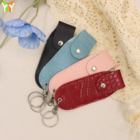 Porte-clés en PU texture crocodile pour spray de défense personnelle, étui portable pour spray de sécurité en forme de rouge à lèvres, housse de protection pour spray au poivre pour la sécurité en extérieur