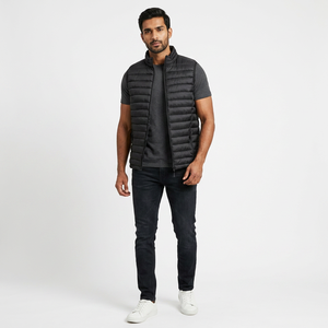 Chaqueta Acolchada Casual de Invierno de Alta Calidad con Cuello Alto, Detalle Acolchado Transpirable de Lona Lavada Sólida con Cremallera y Resistente al Viento - Product Image 1