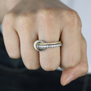Mix <strong>Silver</strong> Gold Two Tone Color Full Paved 5A CZ Sparking Engagement Eternity Band <strong>Stacking</strong> <strong>Rings</strong> - Product Image 4